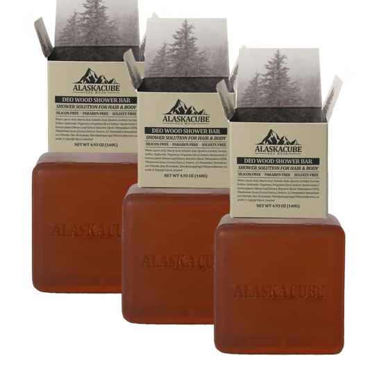 Alaskacube Deo Wood Shower Bar (Set of 3)